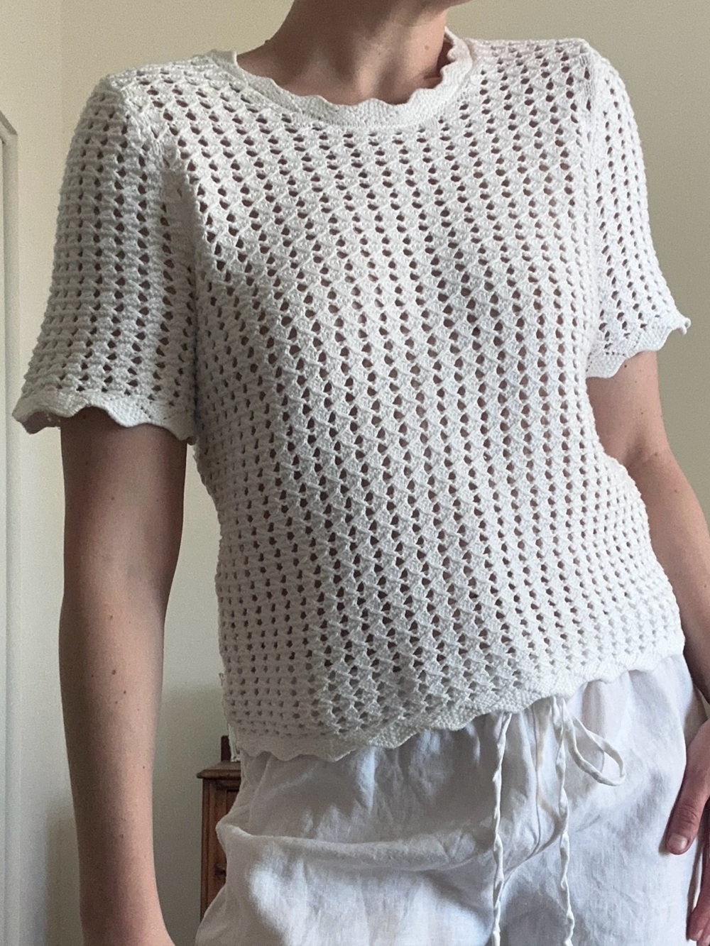 Gap White Crochet Knit Top